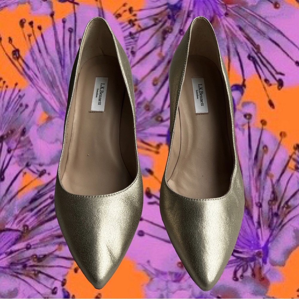 LK Bennett Muted Metallic Gold Heels - Brand New